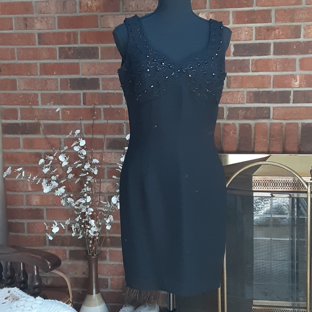 Like New Black Beaded Cocktail Dress